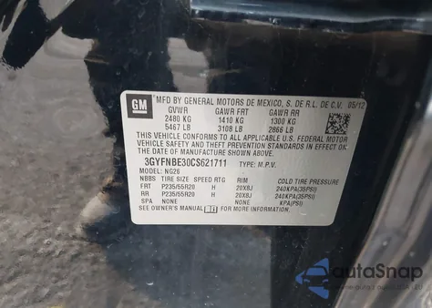 2012 Cadillac Srx Performance Collection z USA, uszkodzony, nr VIN 3GYFNBE30CS621711